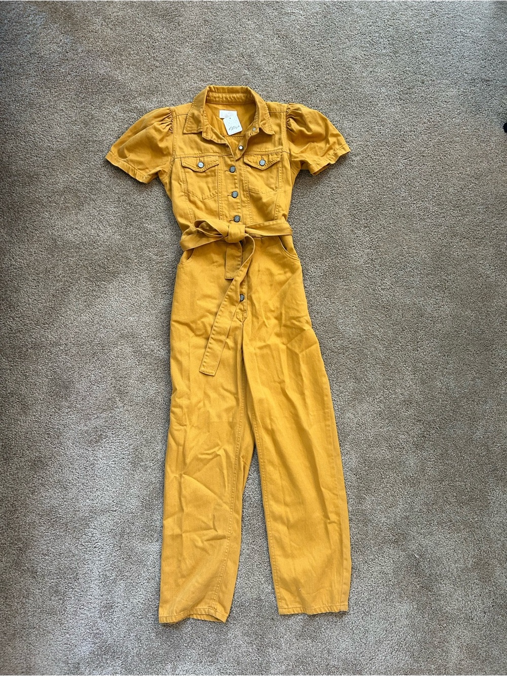 NWT Boyish brand Mustard Yellow Utility Jumpsuit size small- from free people